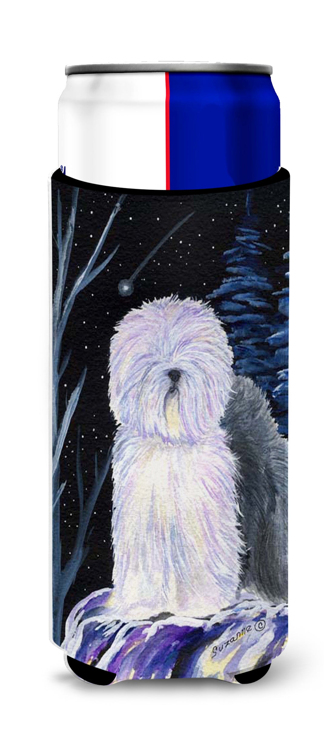 Starry Night Old English Sheepdog Ultra Beverage Insulators for slim cans SS8406MUK.