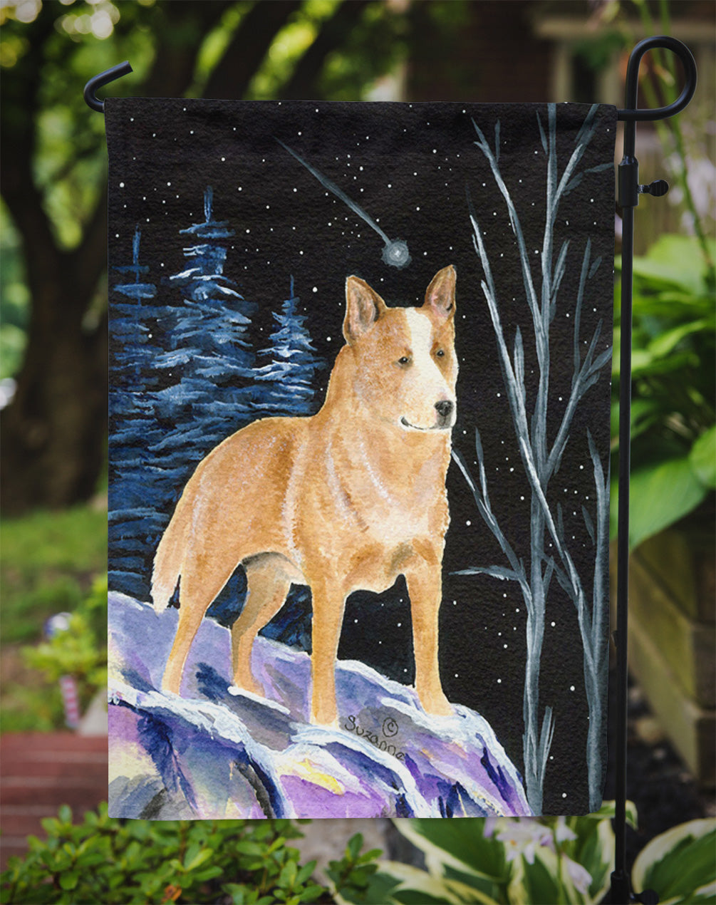 Starry Night Australian Cattle Dog Flag Garden Size.