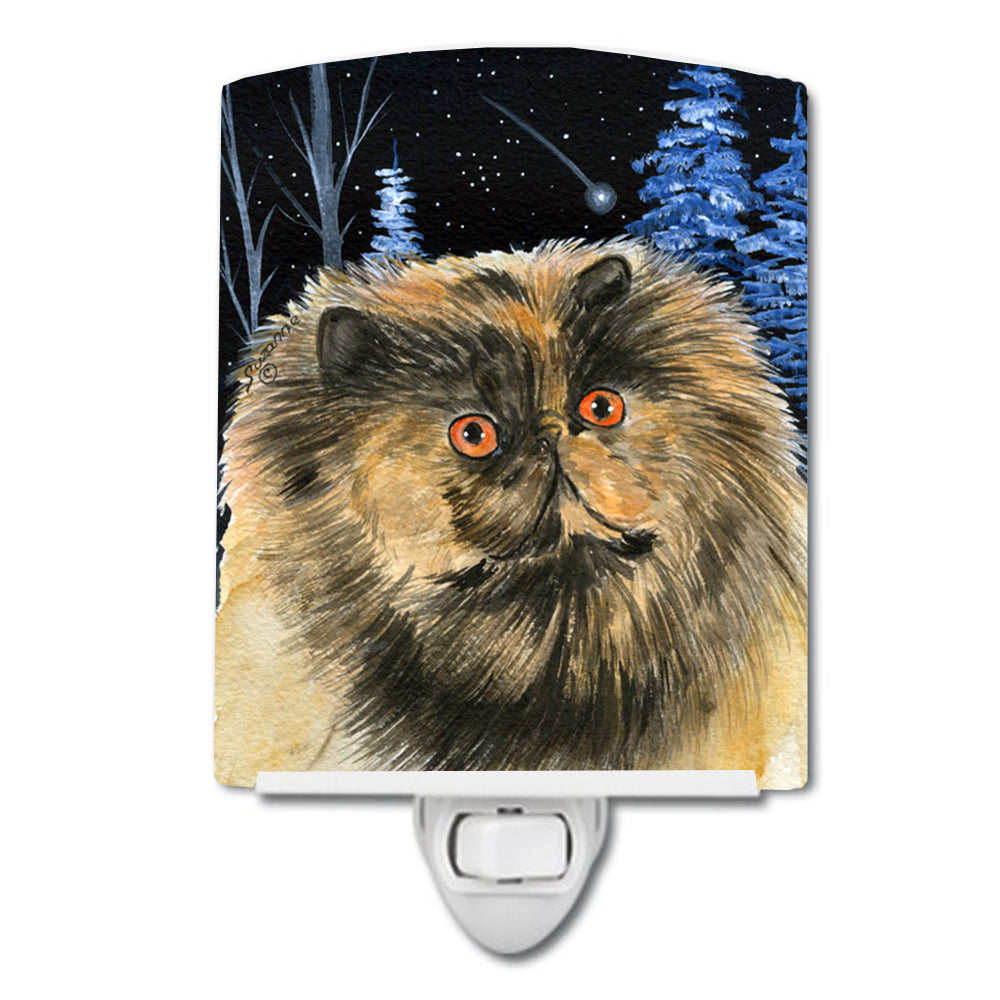 Starry Night Cat - Persian Ceramic Night Light SS8408CNL - the-store.com