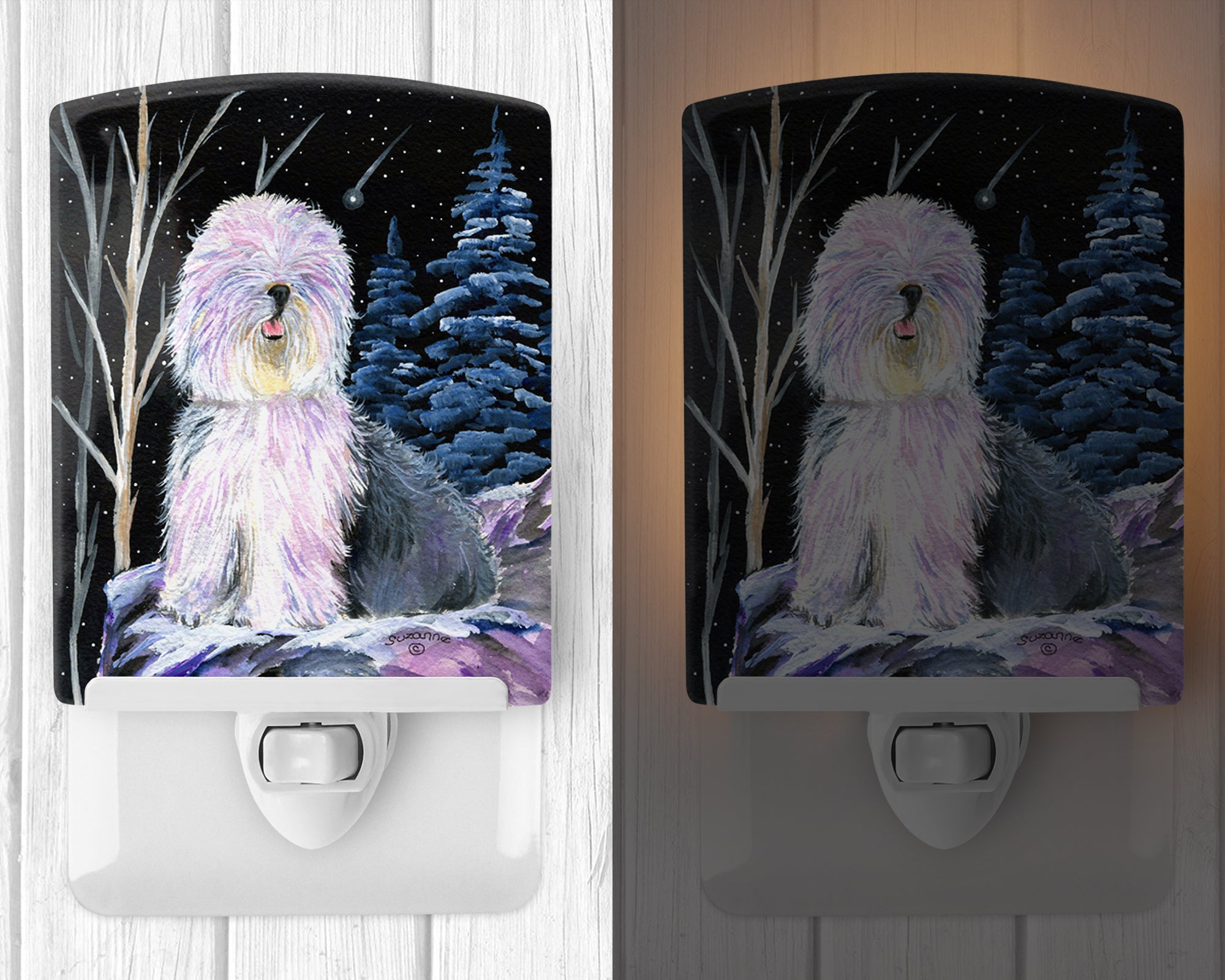 Starry Night Old English Sheepdog Ceramic Night Light SS8409CNL - the-store.com