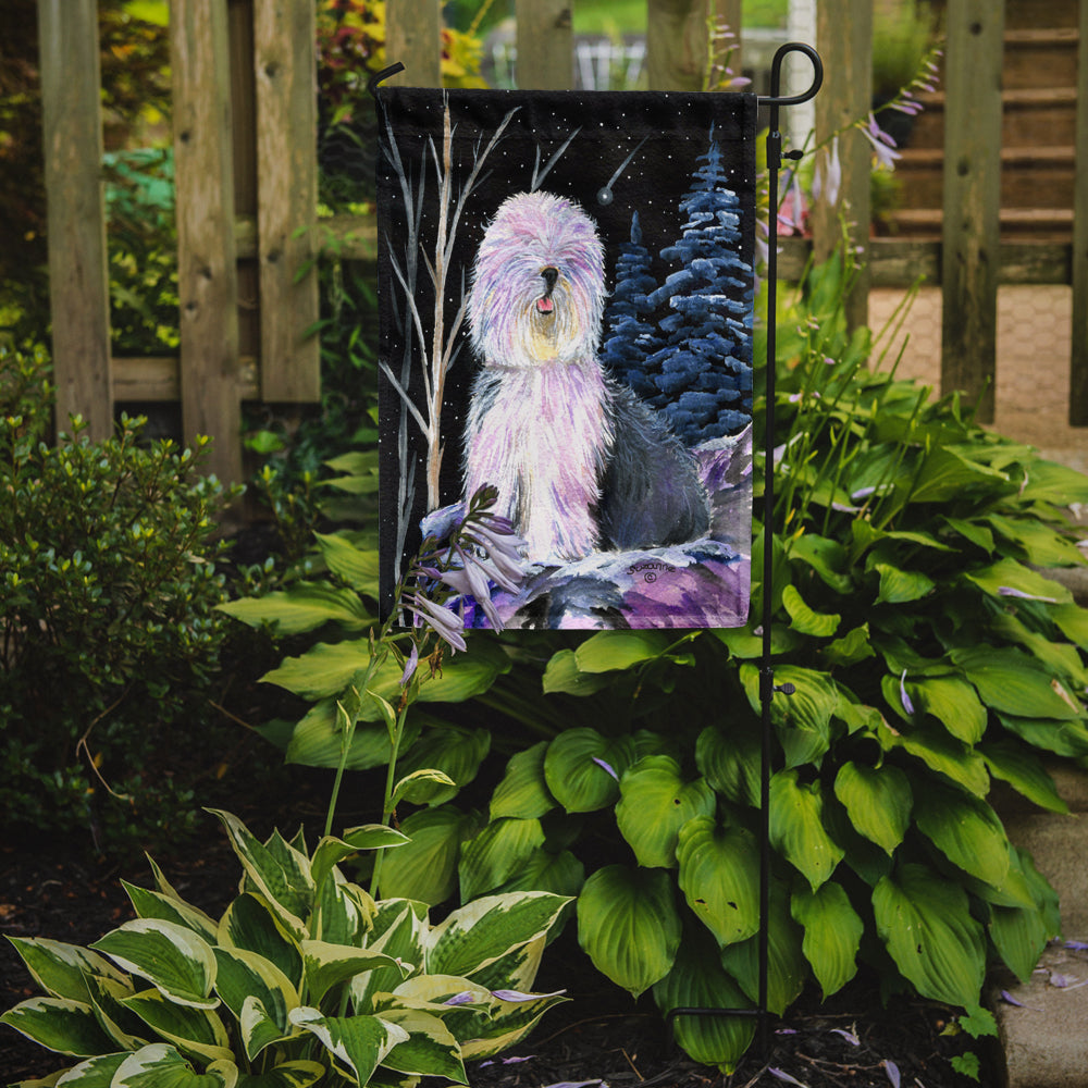 Starry Night Old English Sheepdog Flag Garden Size.