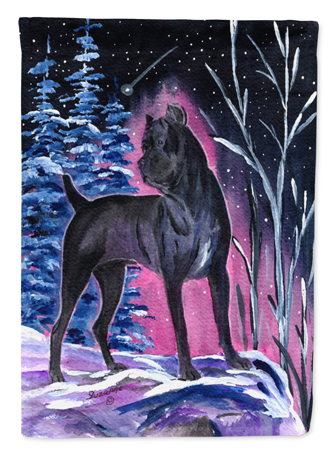 Starry Night Cane Corso Flag Canvas House Size  the-store.com.