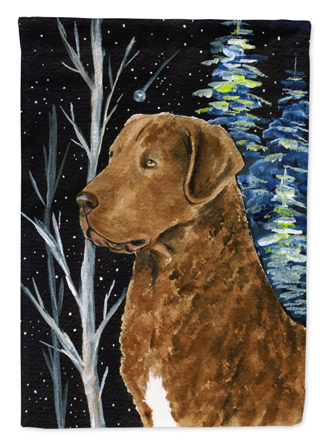 Starry Night Chesapeake Bay Retriever Flag Garden Size.