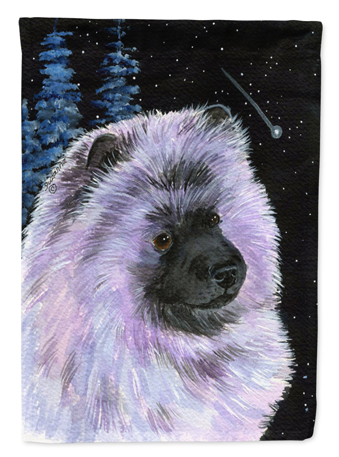 Starry Night Keeshond Flag Canvas House Size  the-store.com.