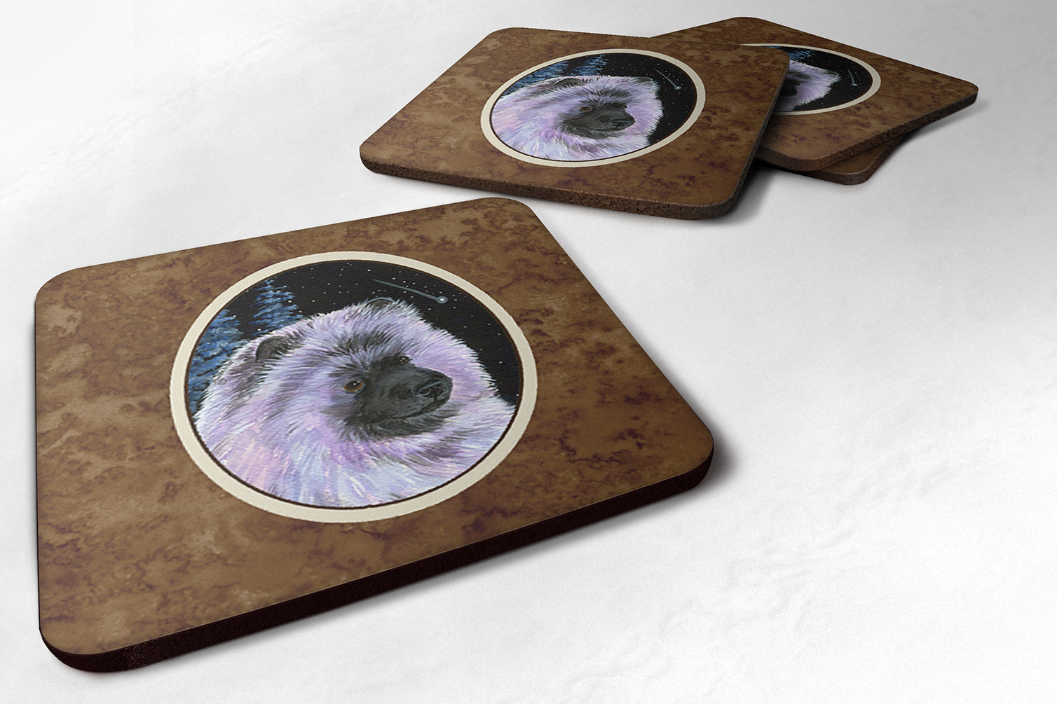 Starry Night Keeshond Foam Coasters Set of 4 - the-store.com