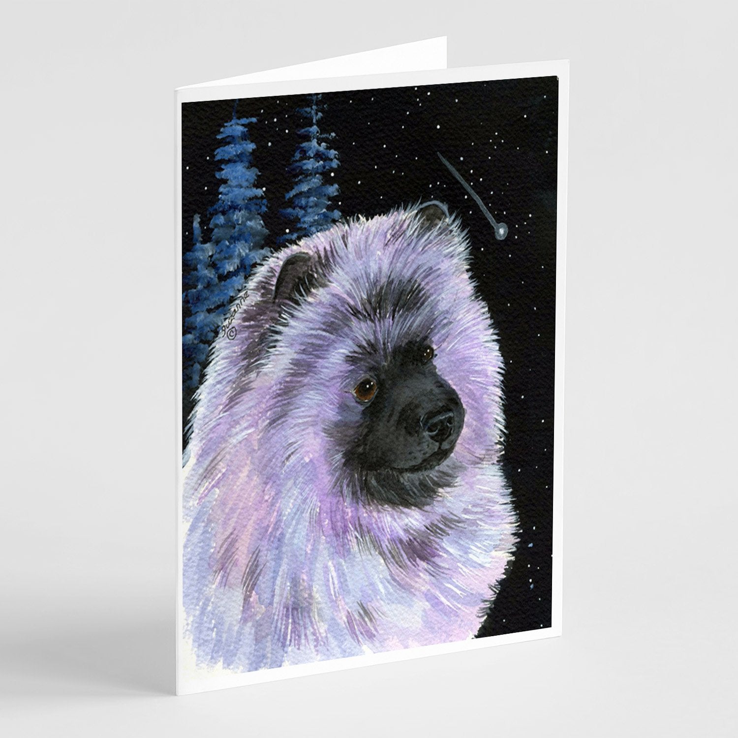 Buy this Starry Night Keeshond Greeting Cards and Envelopes Pack of 8