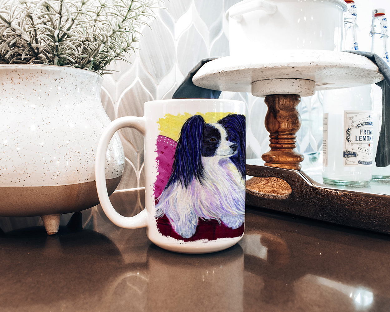 Papillon Dishwasher Safe Microwavable Ceramic Coffee Mug 15 ounce SS8416CM15  the-store.com.