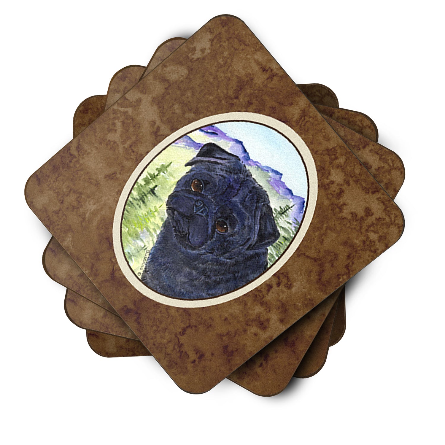 Set of 4 Pug Foam Coasters - the-store.com