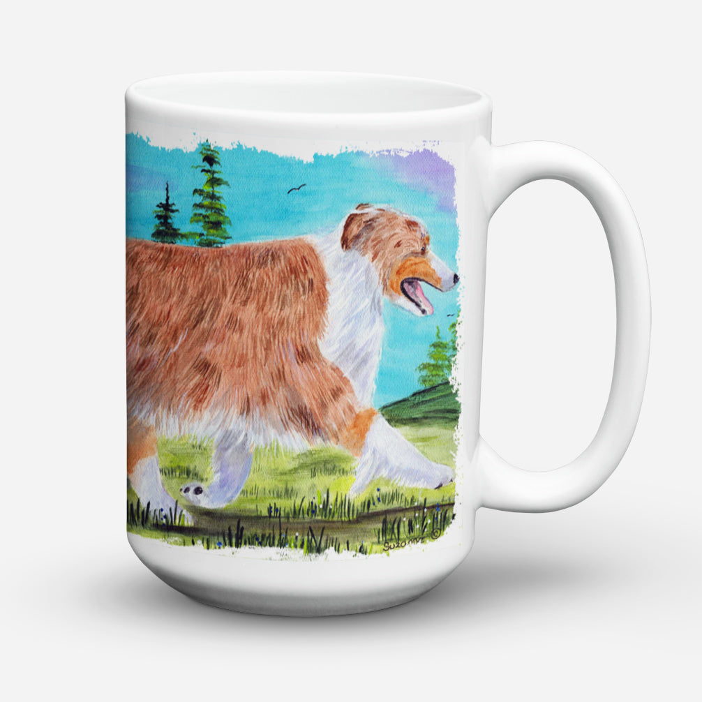 Australian Shepherd Dishwasher Safe Microwavable Ceramic Coffee Mug 15 ounce SS8423CM15  the-store.com.