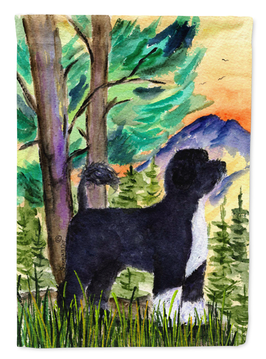 Portuguese Water Dog Flag Garden Size.