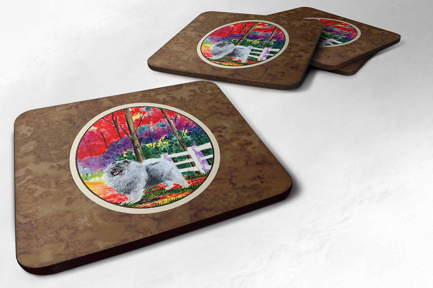 Set of 4 Keeshond Foam Coasters - the-store.com