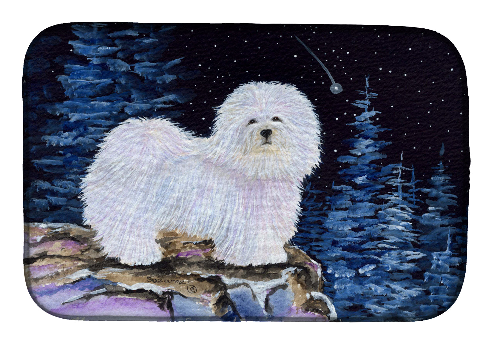 Starry Night Coton de Tulear Dish Drying Mat SS8437DDM  the-store.com.