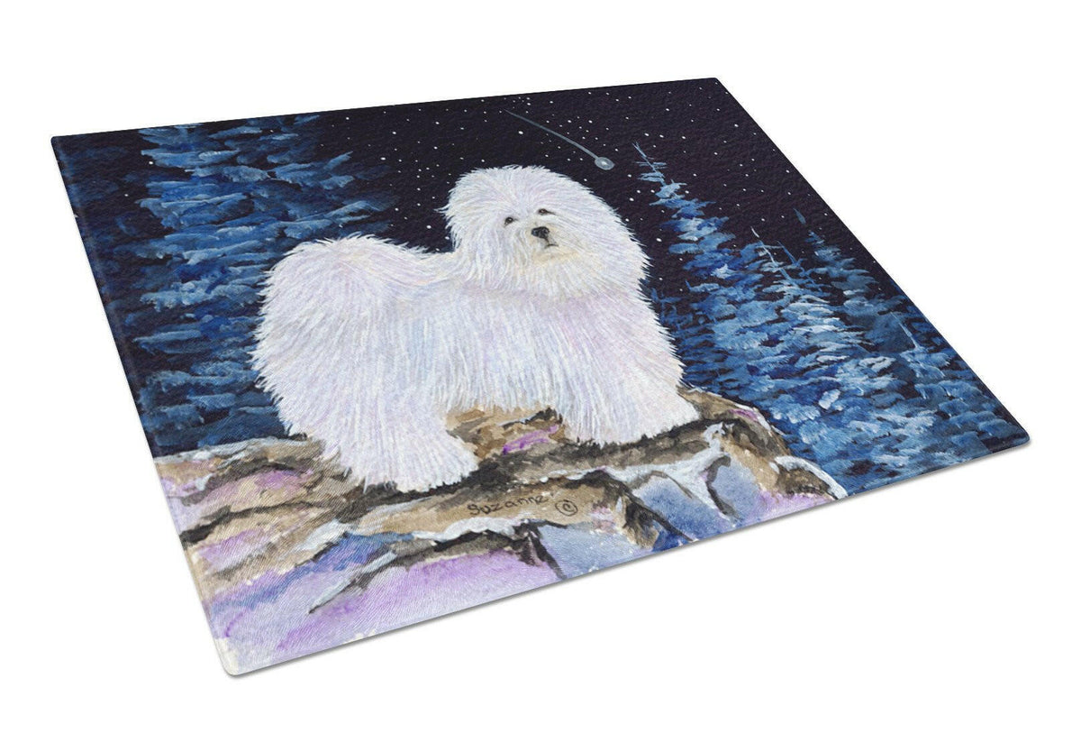 Starry Night Coton de Tulear Glass Cutting Board Large by Caroline&#39;s Treasures