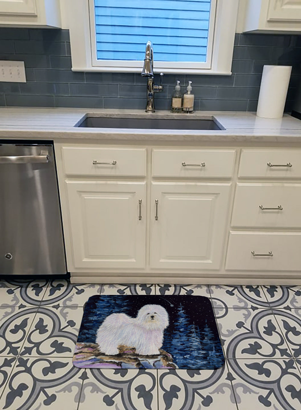 Starry Night Coton de Tulear Machine Washable Memory Foam Mat SS8437RUG - the-store.com