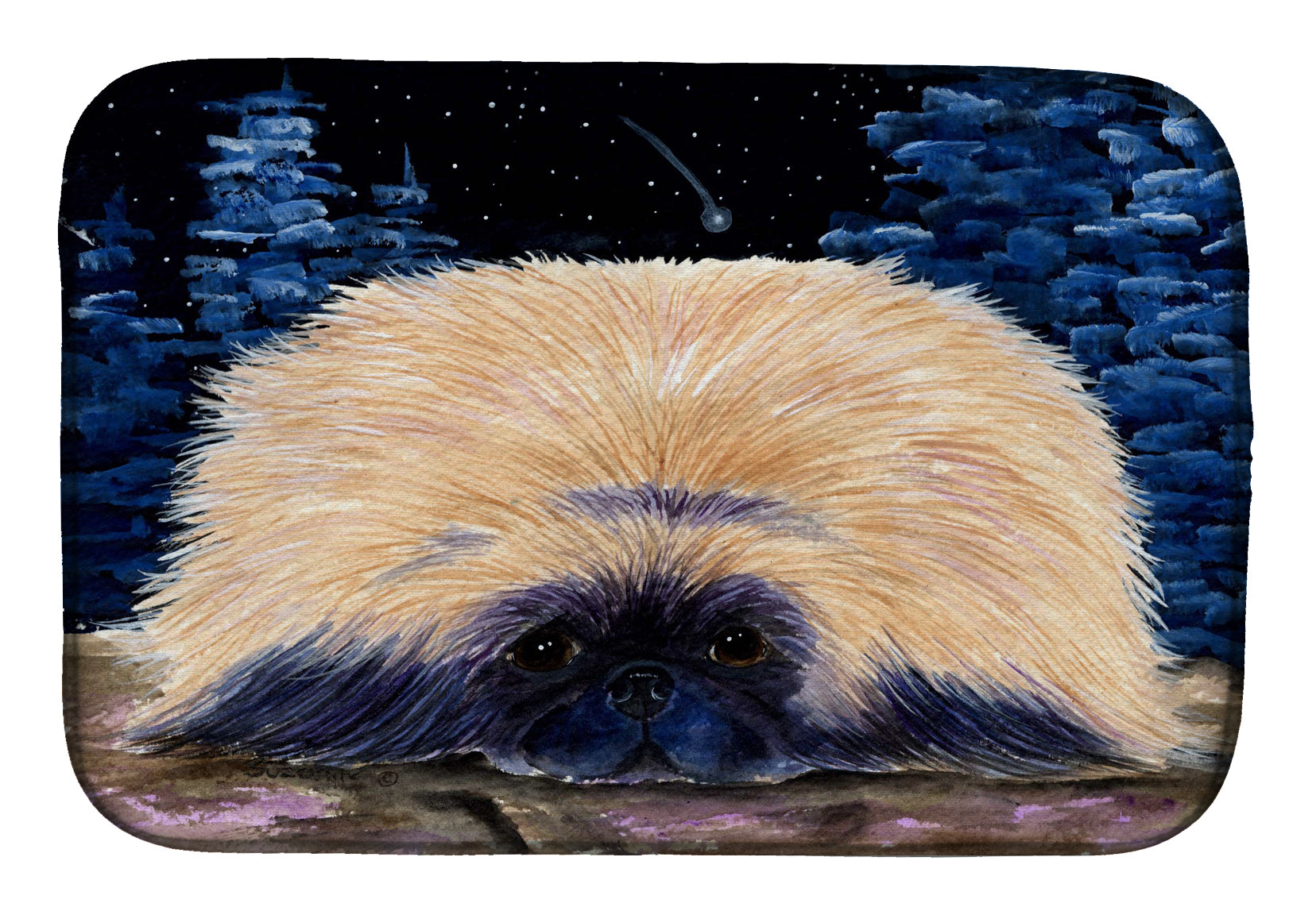 Starry Night Pekingese Dish Drying Mat SS8439DDM  the-store.com.