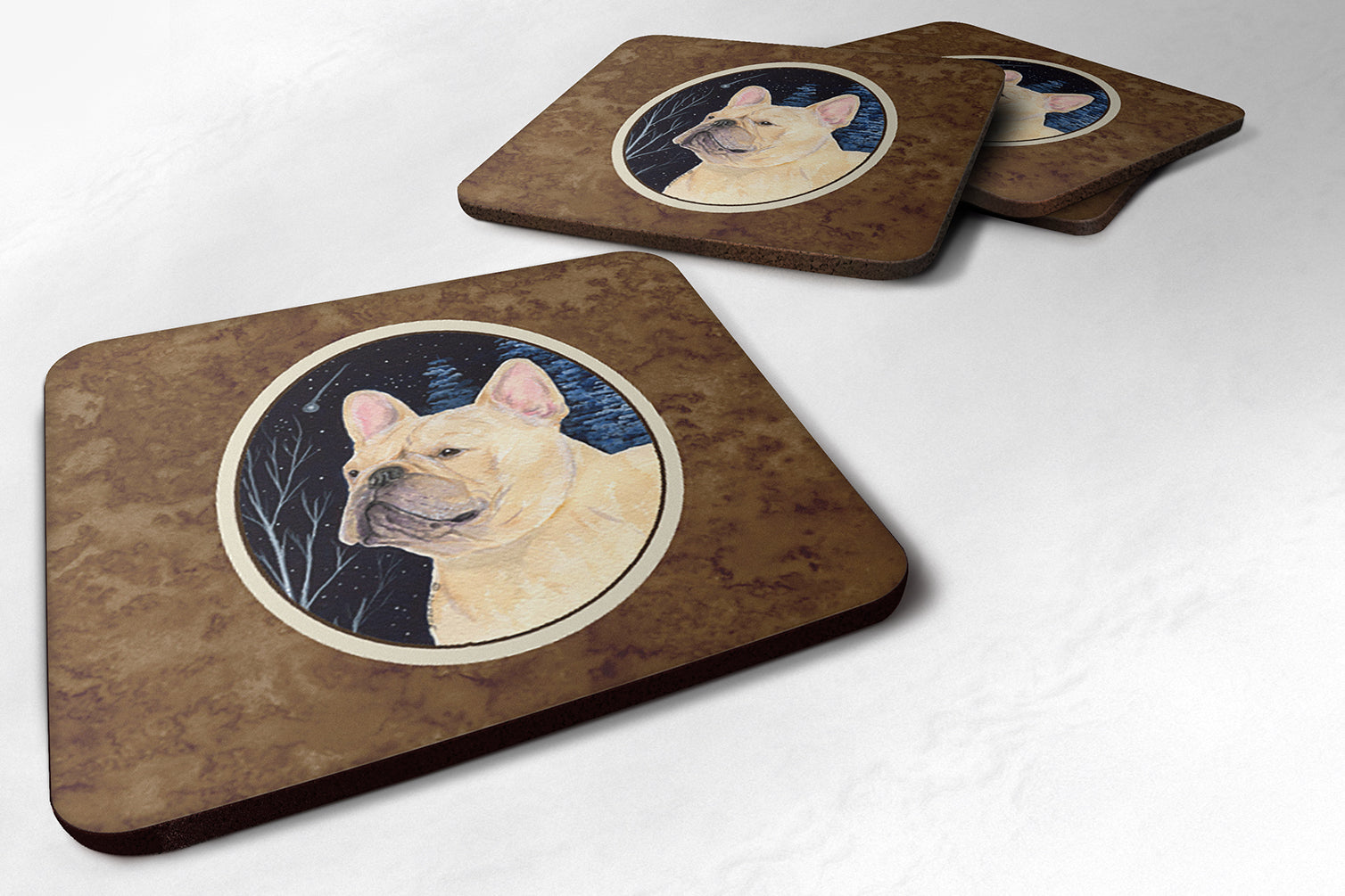 Starry Night French Bulldog Foam Coasters Set of 4 - the-store.com