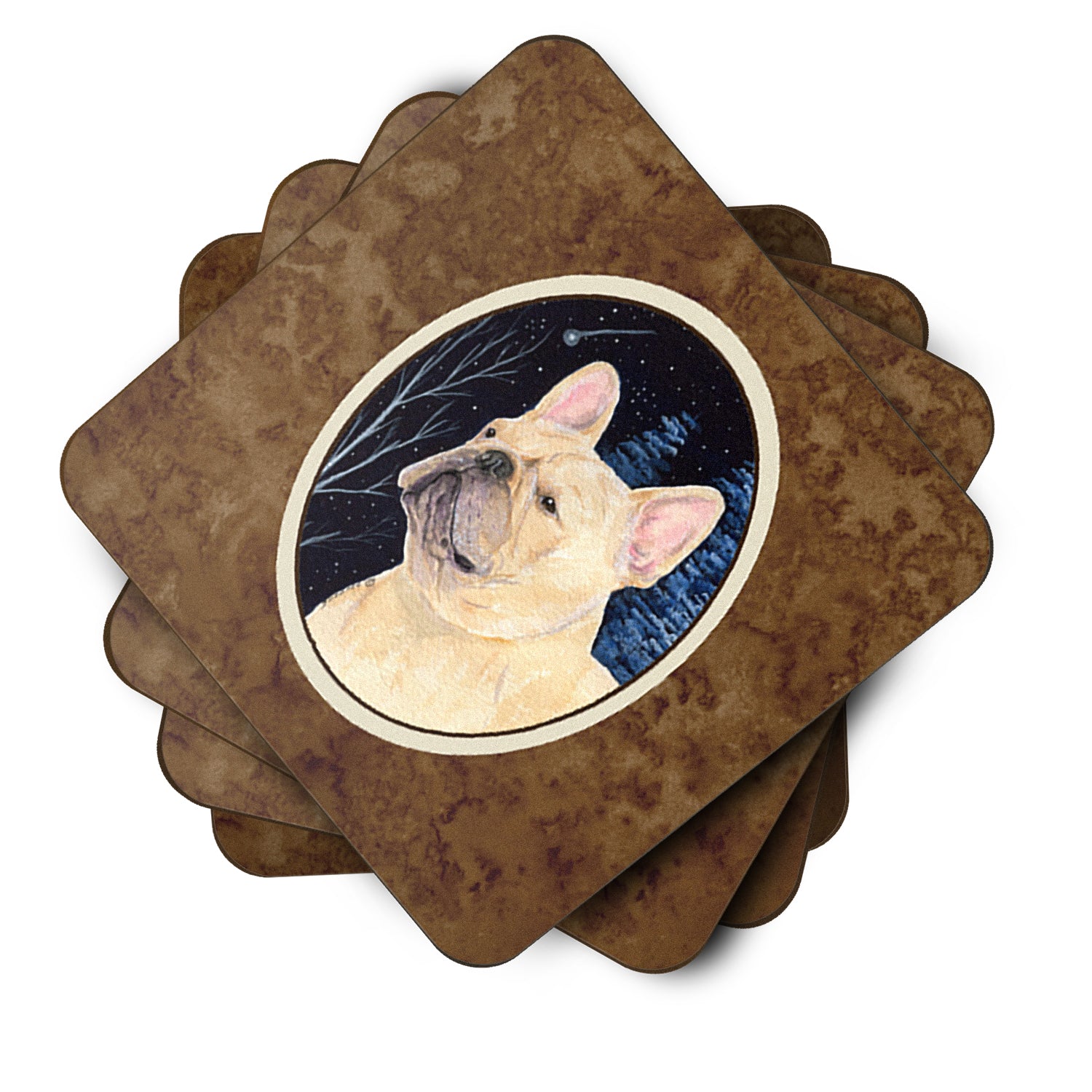 Starry Night French Bulldog Foam Coasters Set of 4 - the-store.com