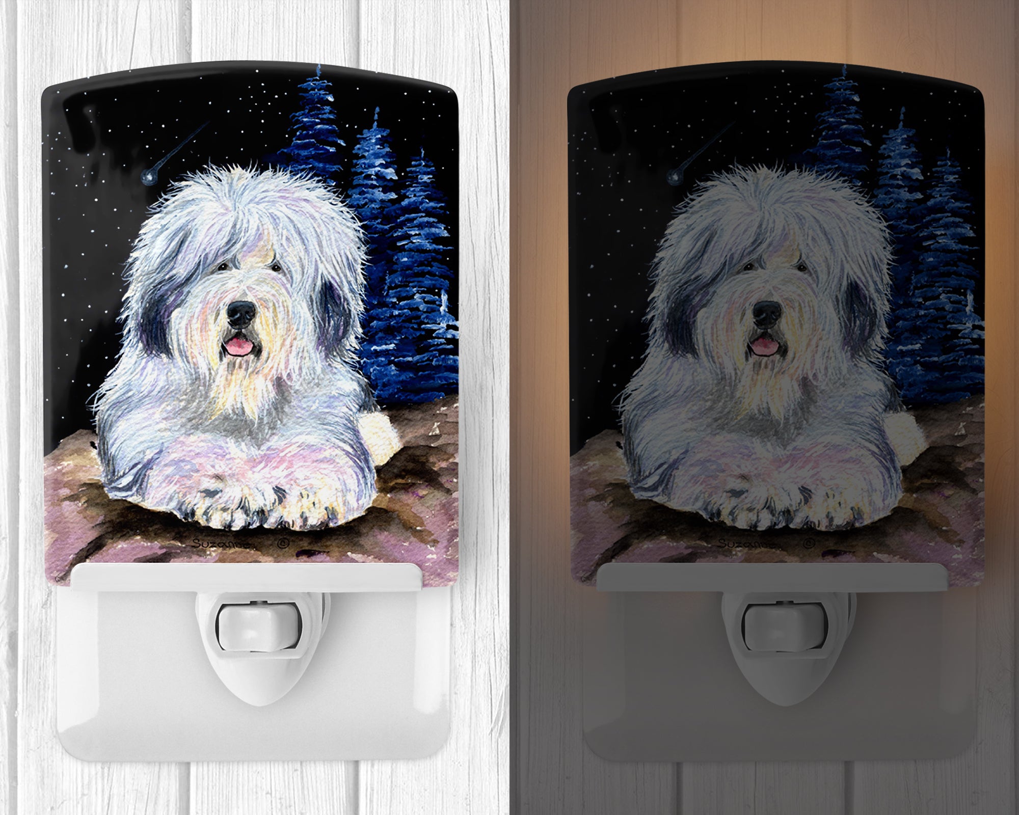 Starry Night Old English Sheepdog Ceramic Night Light SS8443CNL - the-store.com