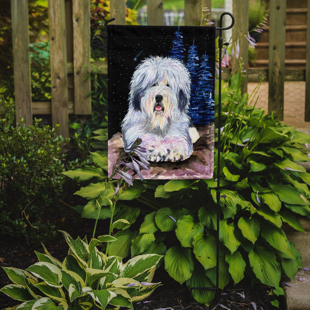 Starry Night Old English Sheepdog Flag Garden Size.