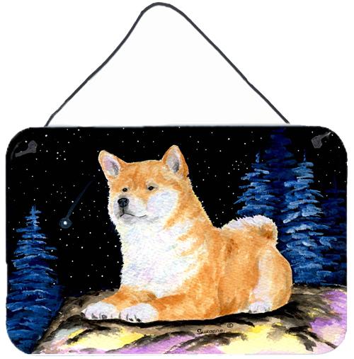 Starry Night Shiba Inu Indoor Aluminium Metal Wall or Door Hanging Prints by Caroline's Treasures