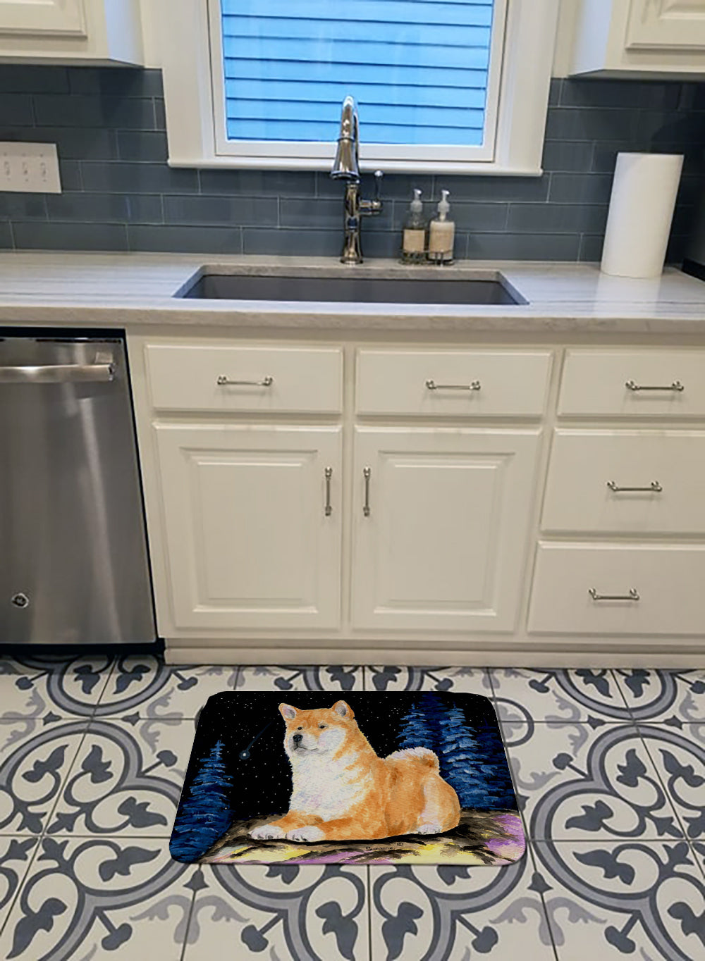 Starry Night Shiba Inu Machine Washable Memory Foam Mat SS8445RUG - the-store.com