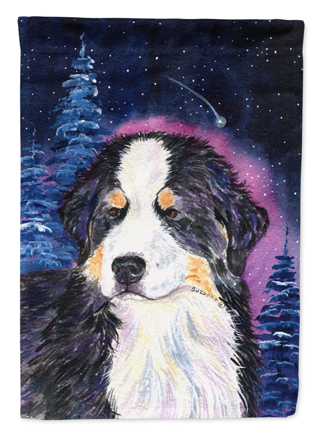 Starry Night Bernese Mountain Dog Flag Canvas House Size  the-store.com.