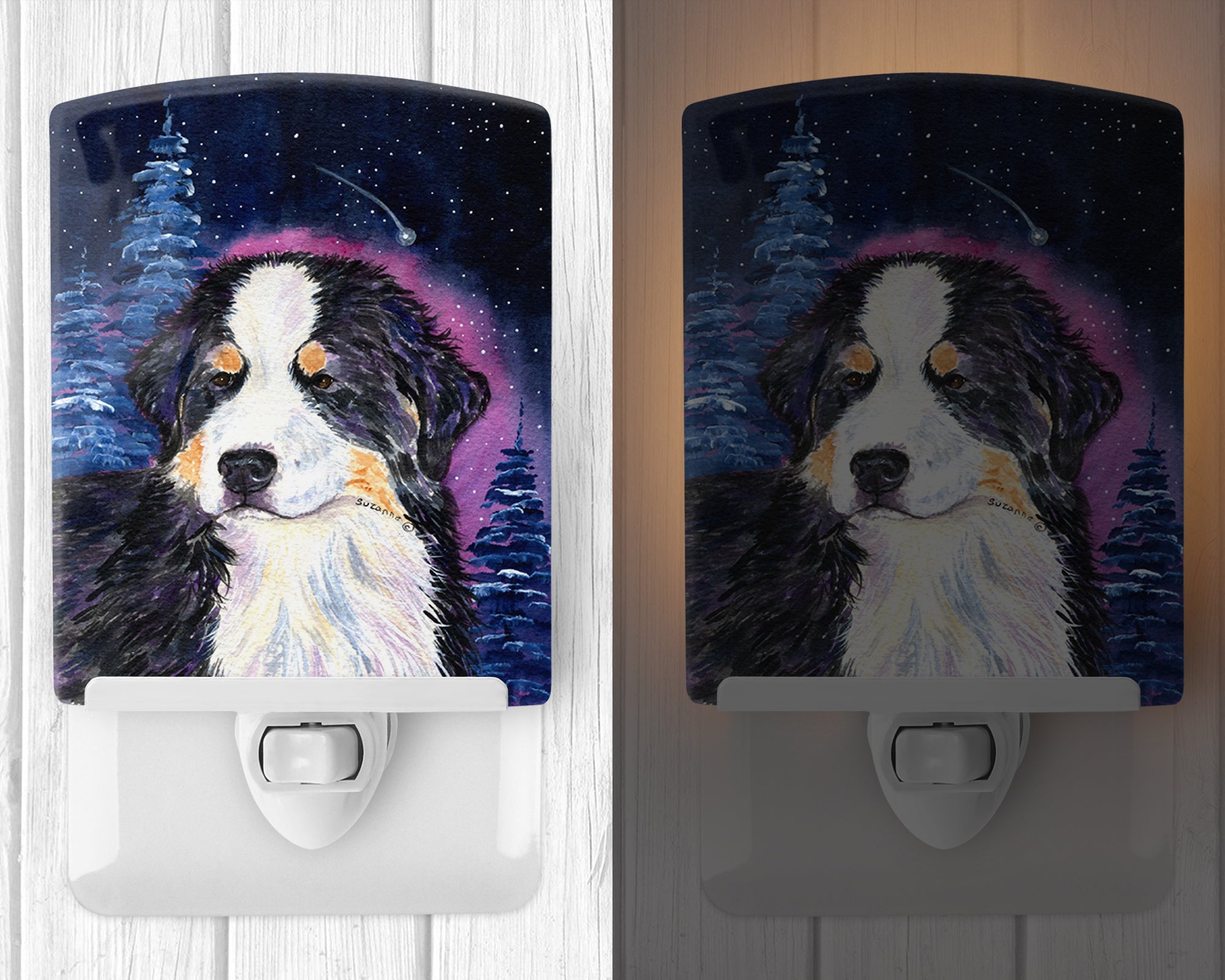 Starry Night Bernese Mountain Dog Ceramic Night Light SS8446CNL - the-store.com