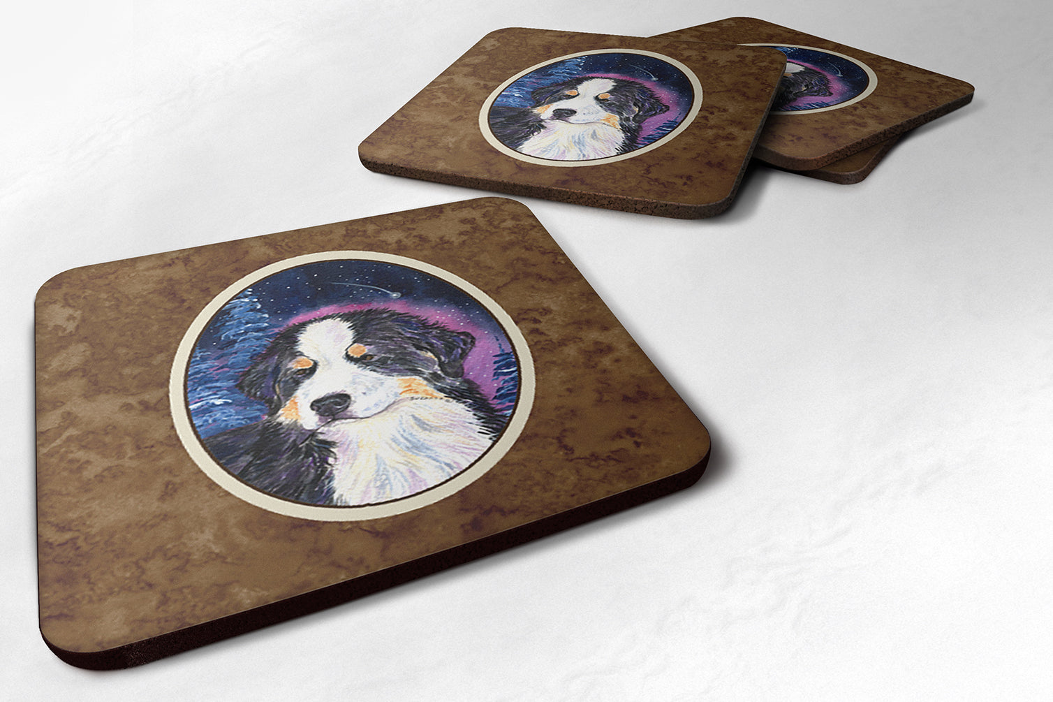 Starry Night Bernese Mountain Dog Foam Coasters Set of 4 - the-store.com