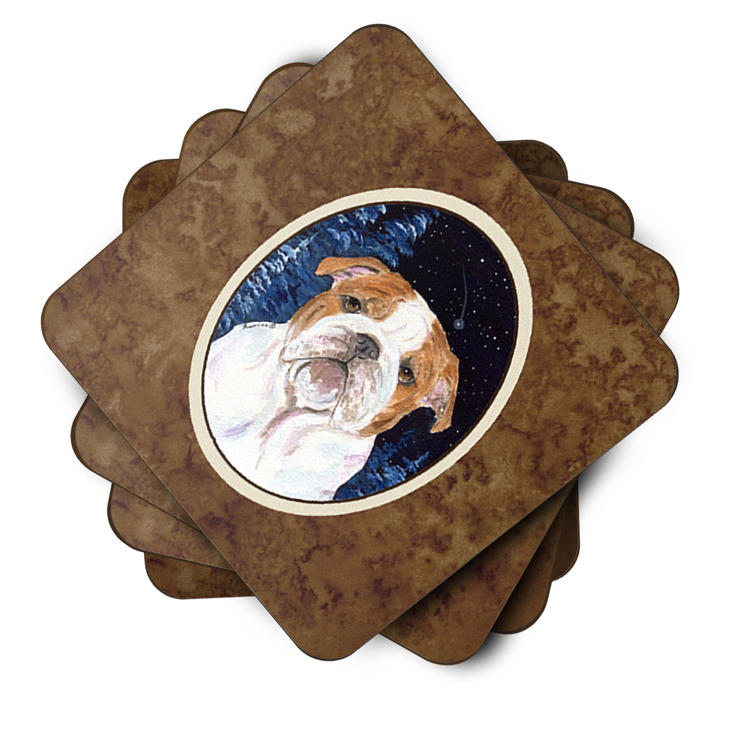 Starry Night English Bulldog Foam Coasters Set of 4 - the-store.com