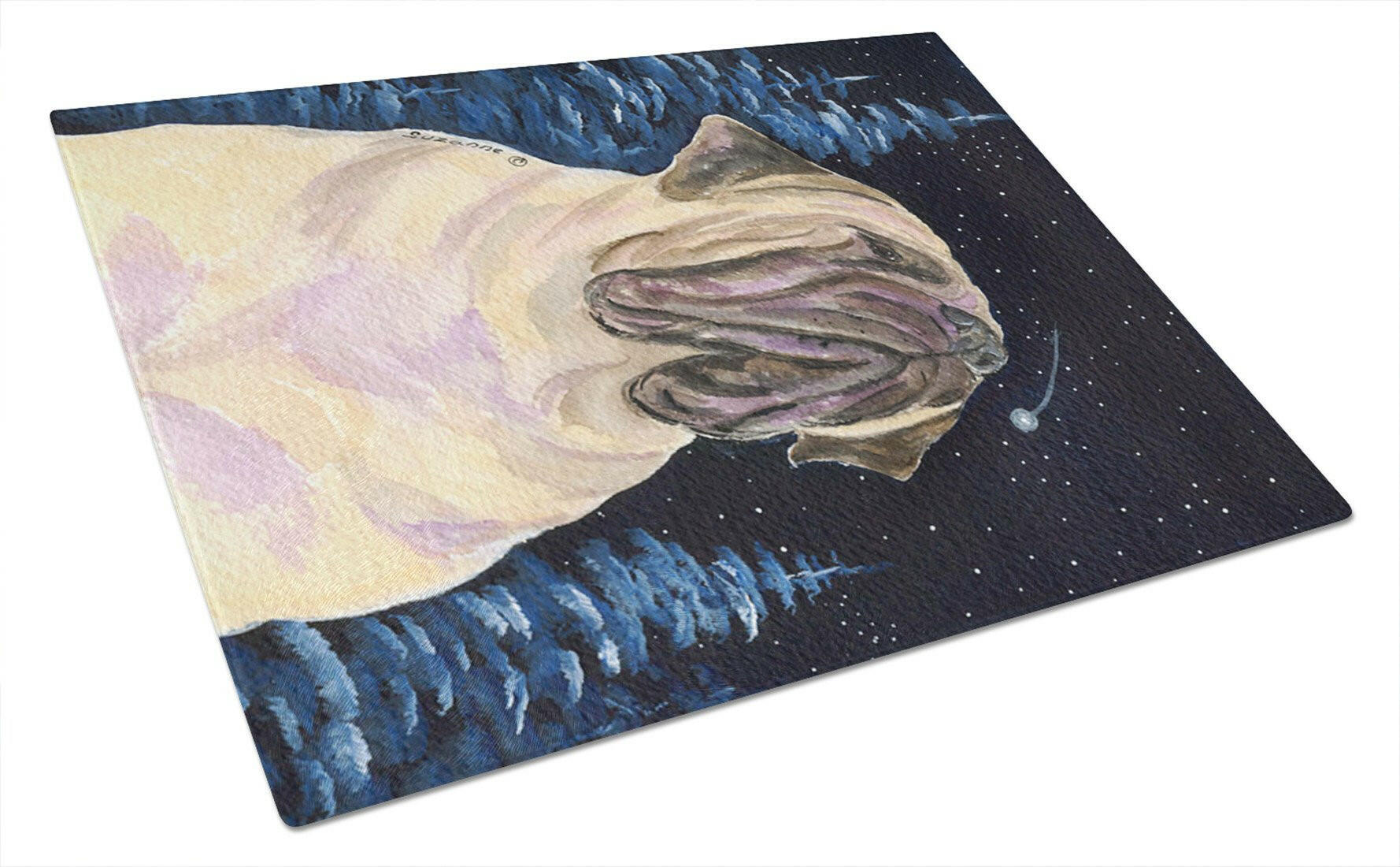 Starry Night Mastiff Glass Cutting Board Large by Caroline's Treasures