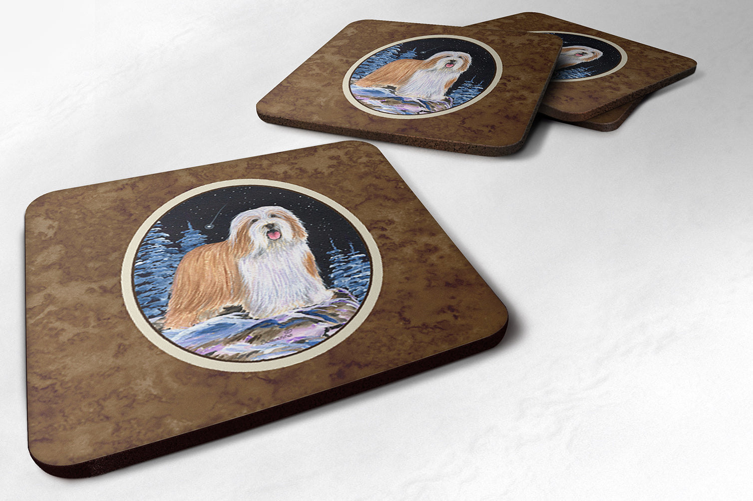 Starry Night Bearded Collie Foam Coasters Set of 4 - the-store.com