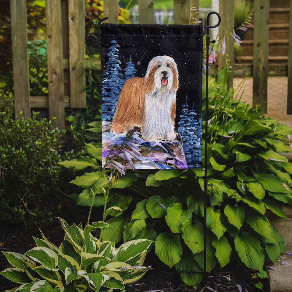 Starry Night Bearded Collie Flag Garden Size.