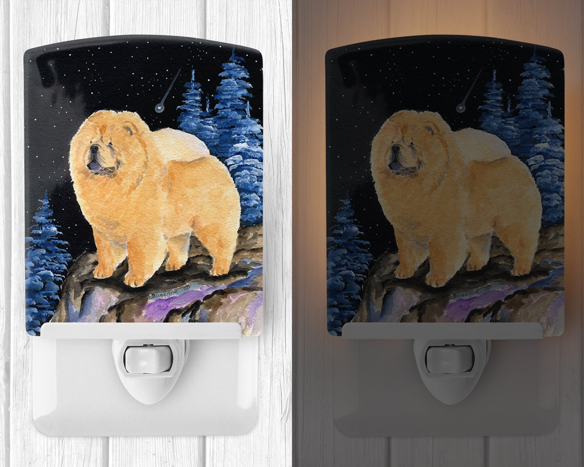 Starry Night Chow Chow Ceramic Night Light SS8454CNL - the-store.com