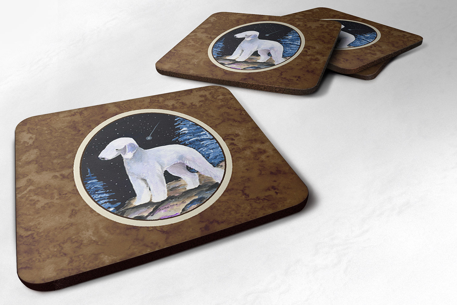 Starry Night Bedlington Terrier Foam Coasters Set of 4 - the-store.com