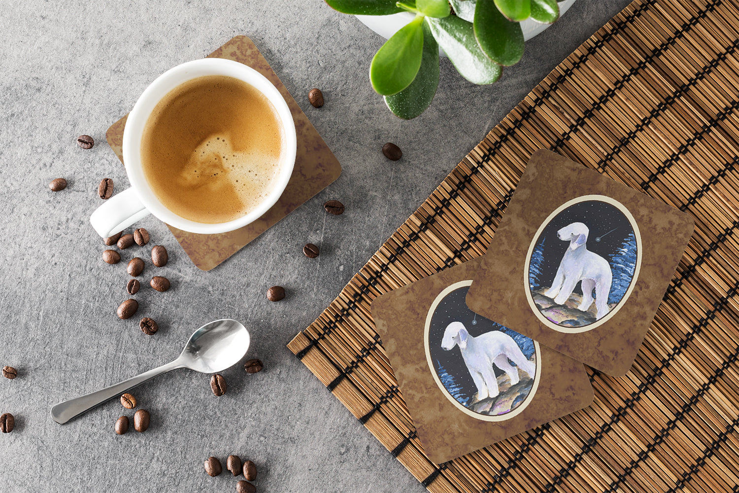 Starry Night Bedlington Terrier Foam Coasters Set of 4 - the-store.com