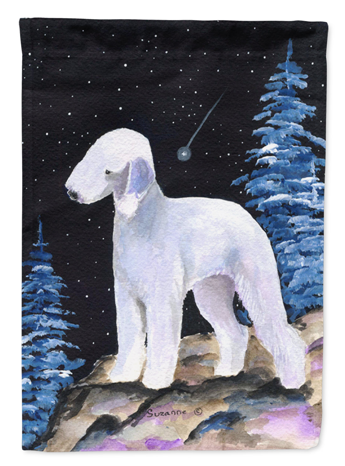 Starry Night Bedlington Terrier Flag Garden Size.