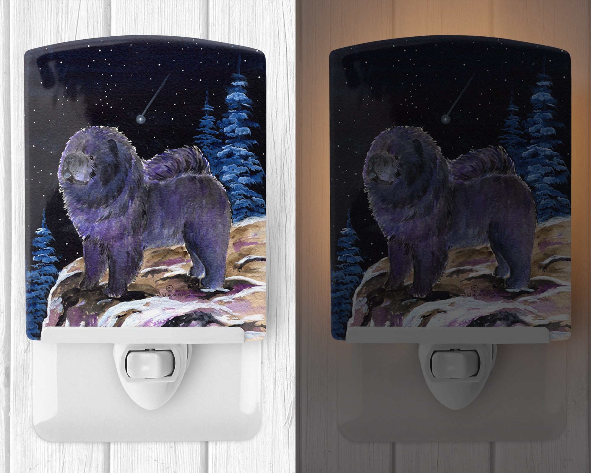 Starry Night Chow Chow Ceramic Night Light SS8456CNL - the-store.com