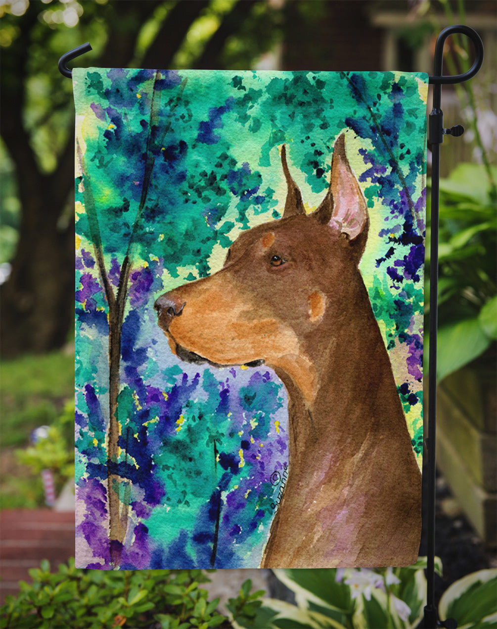 Doberman Flag Garden Size.