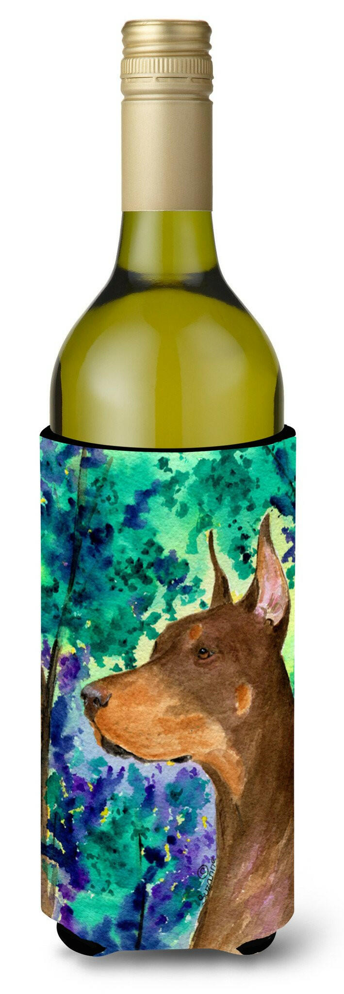 Doberman Wine Bottle Beverage Insulator Beverage Insulator Hugger SS8457LITERK by Caroline's Treasures