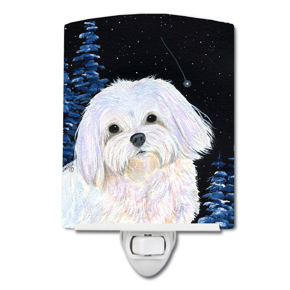 Starry Night Maltese Ceramic Night Light SS8460CNL - the-store.com