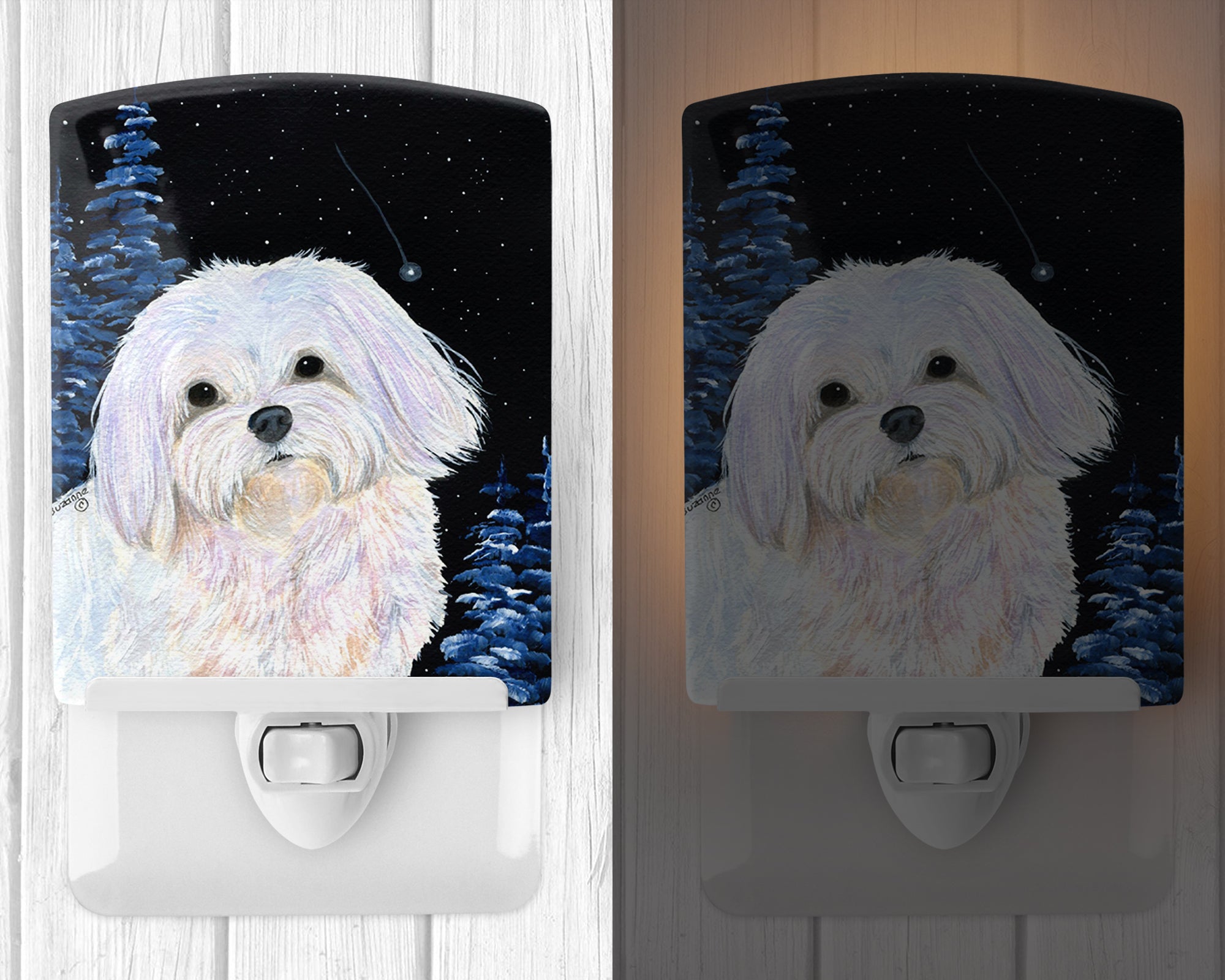 Starry Night Maltese Ceramic Night Light SS8460CNL - the-store.com