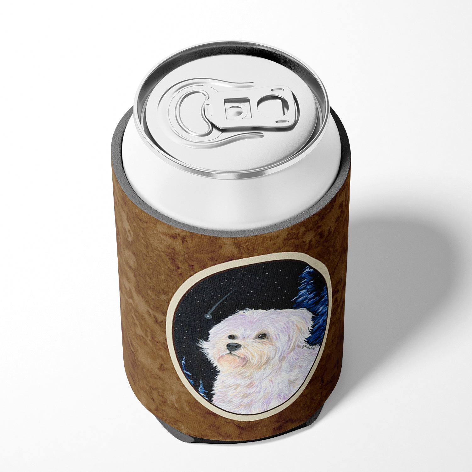 Starry Night Maltese Can or Bottle Beverage Insulator Hugger.