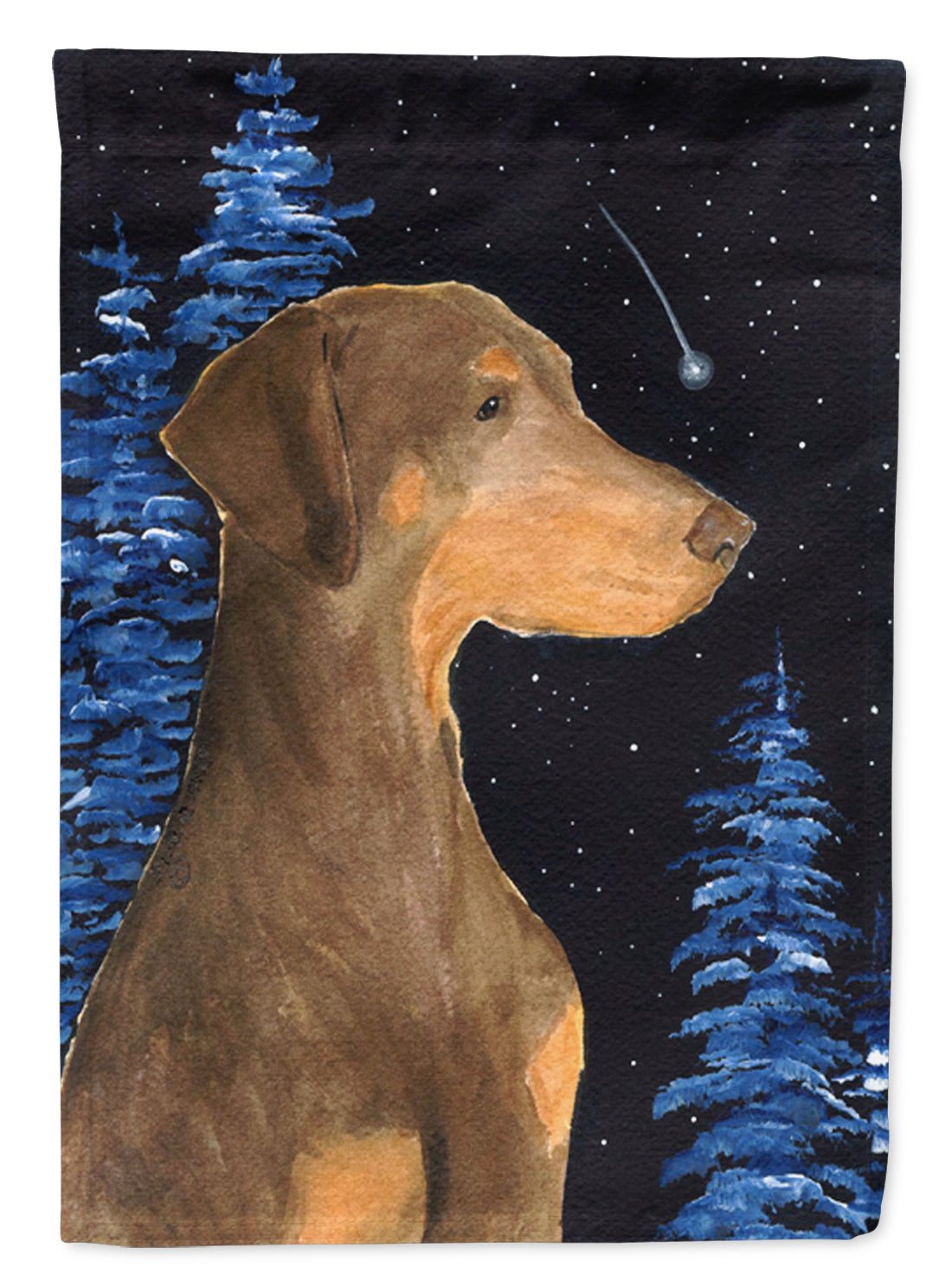 Starry Night Doberman Flag Garden Size.