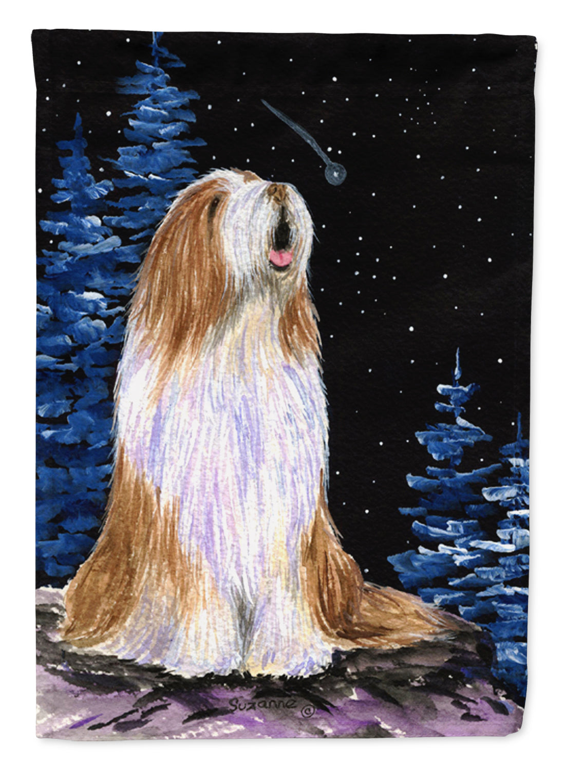 Starry Night Bearded Collie Flag Canvas House Size  the-store.com.