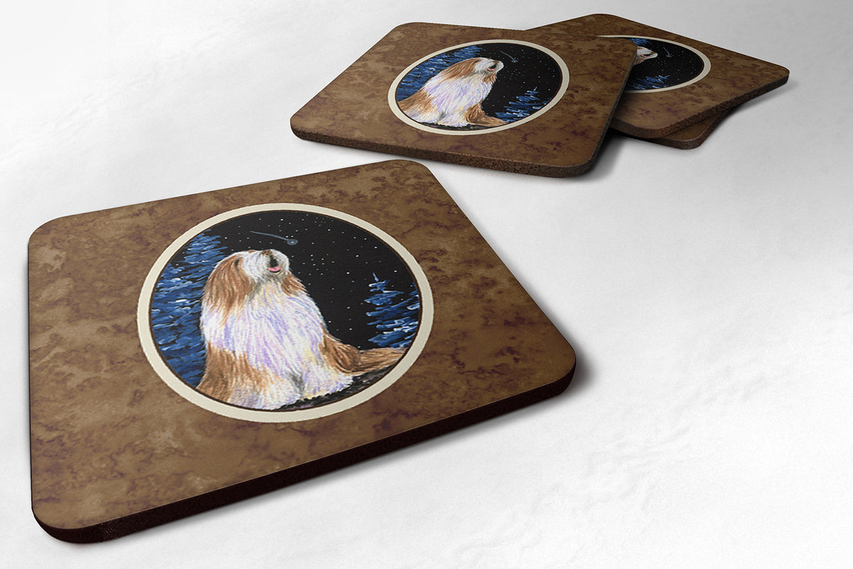 Starry Night Bearded Collie Foam Coasters Set of 4 - the-store.com