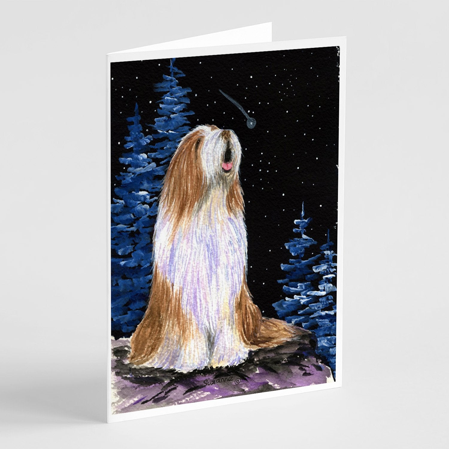 Buy this Starry Night Bearded Collie Greeting Cards and Envelopes Pack of 8