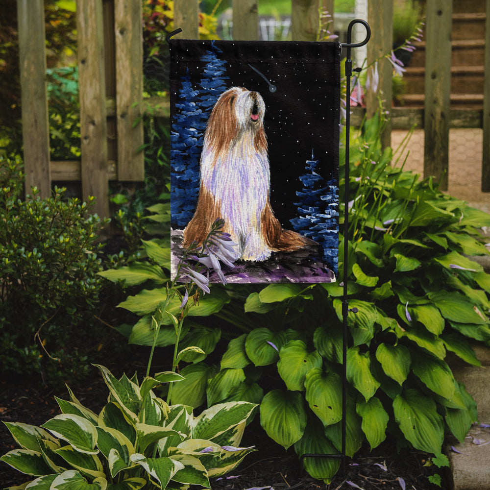 Starry Night Bearded Collie Flag Garden Size.