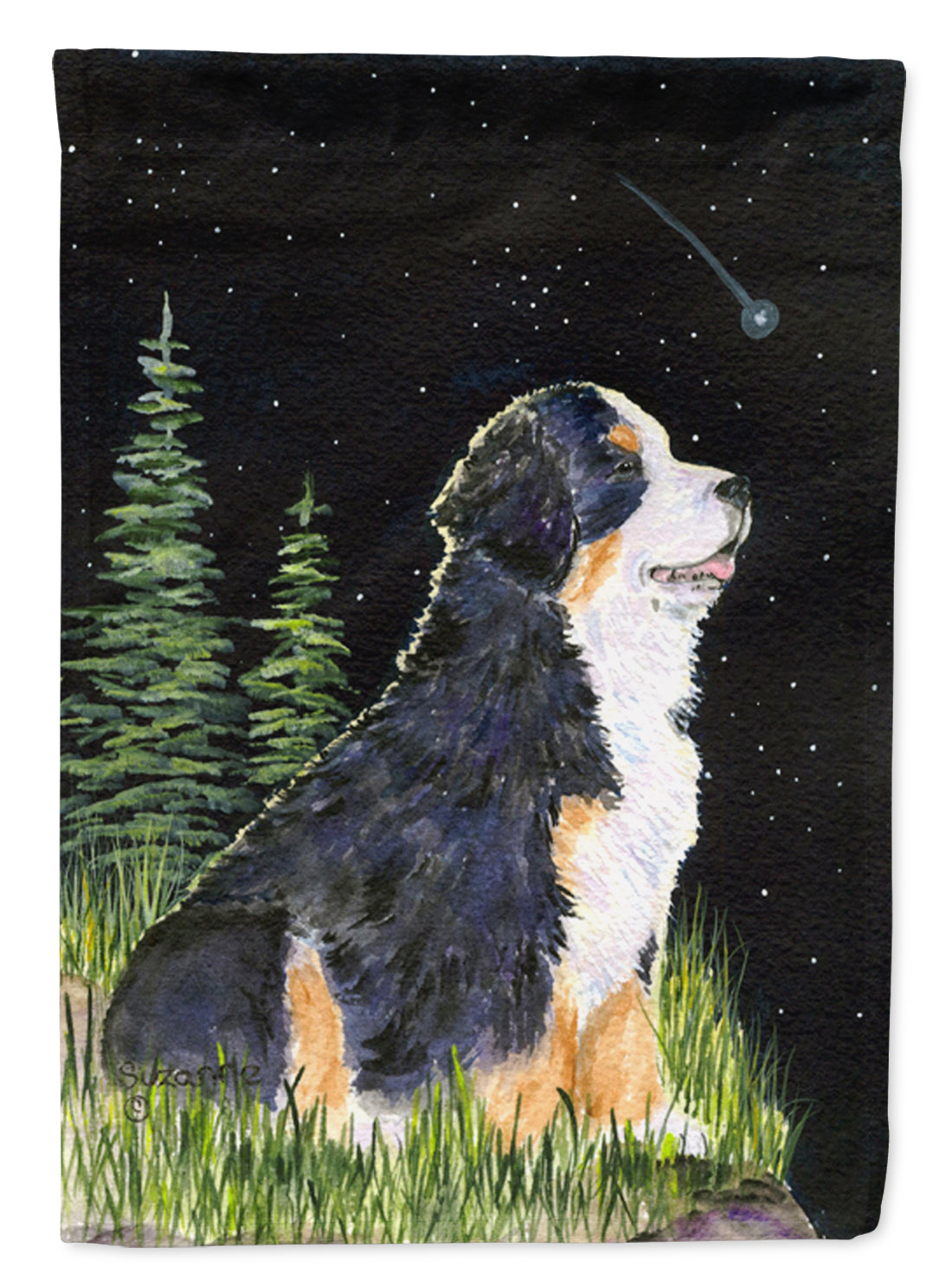 Starry Night Bernese Mountain Dog Flag Canvas House Size  the-store.com.