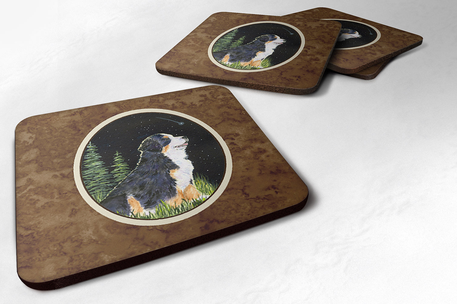 Starry Night Bernese Mountain Dog Foam Coasters Set of 4 - the-store.com