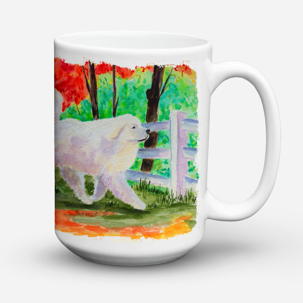 Great Pyrenees Dishwasher Safe Microwavable Ceramic Coffee Mug 15 ounce SS8472CM15  the-store.com.